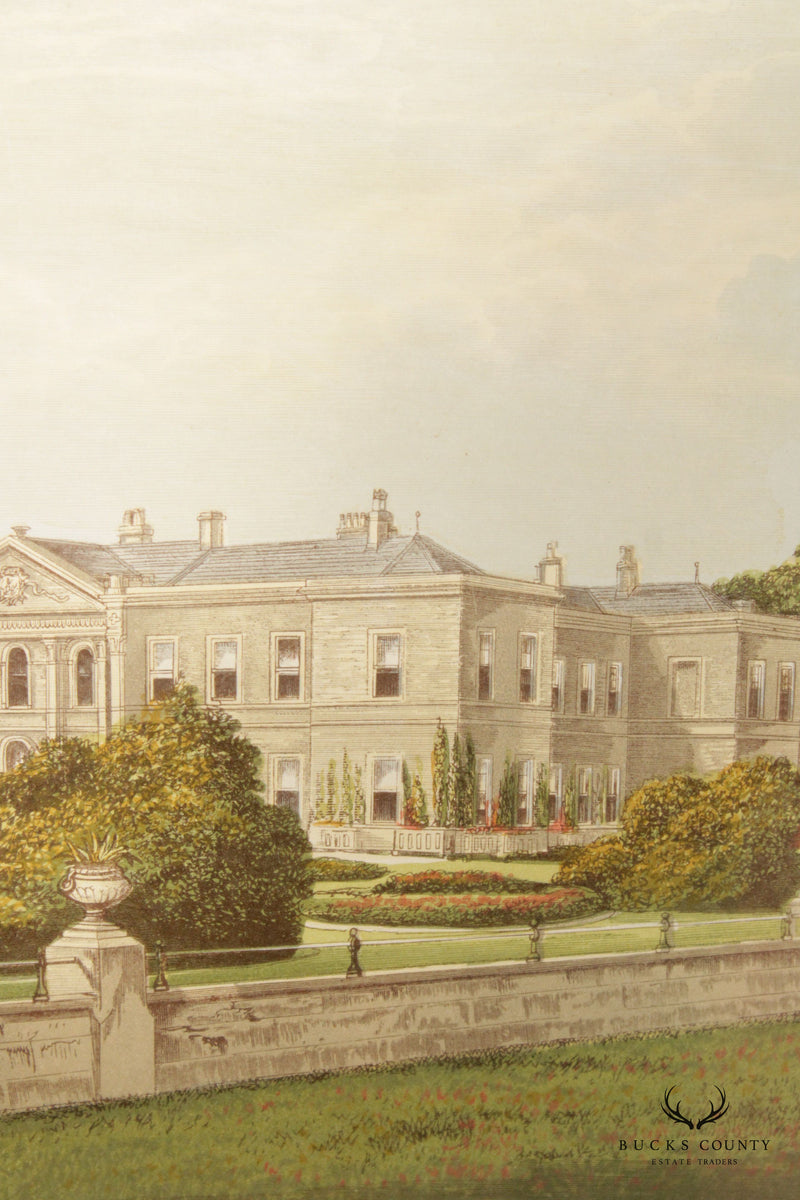 English Estate 'Studley Royal House' Illustration Print, Custom Framed