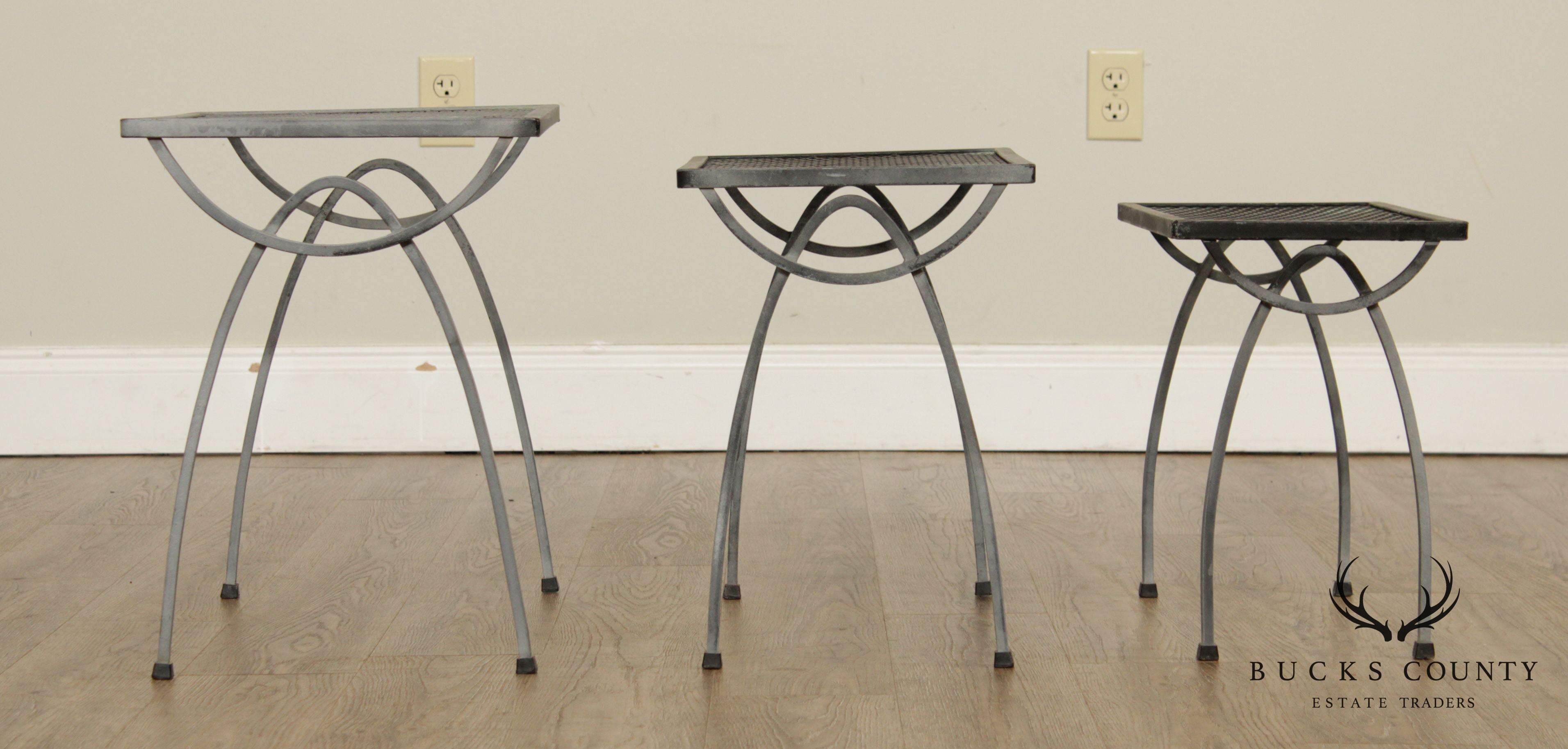 Salterini Mid Century Wrought Iron Garden Nesting Tables