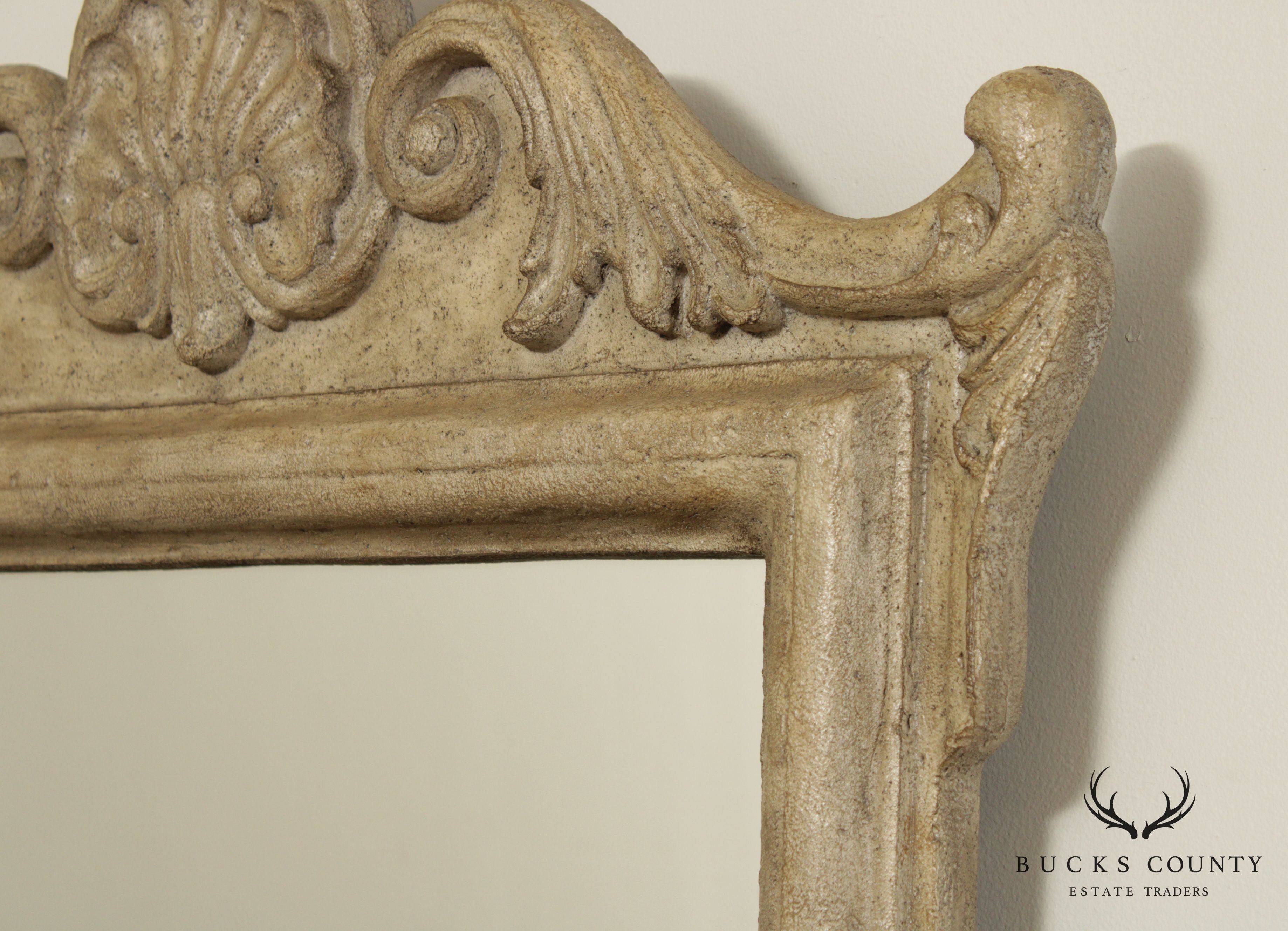 French Louis XV Style Faux Stone Wall Mirror (B)