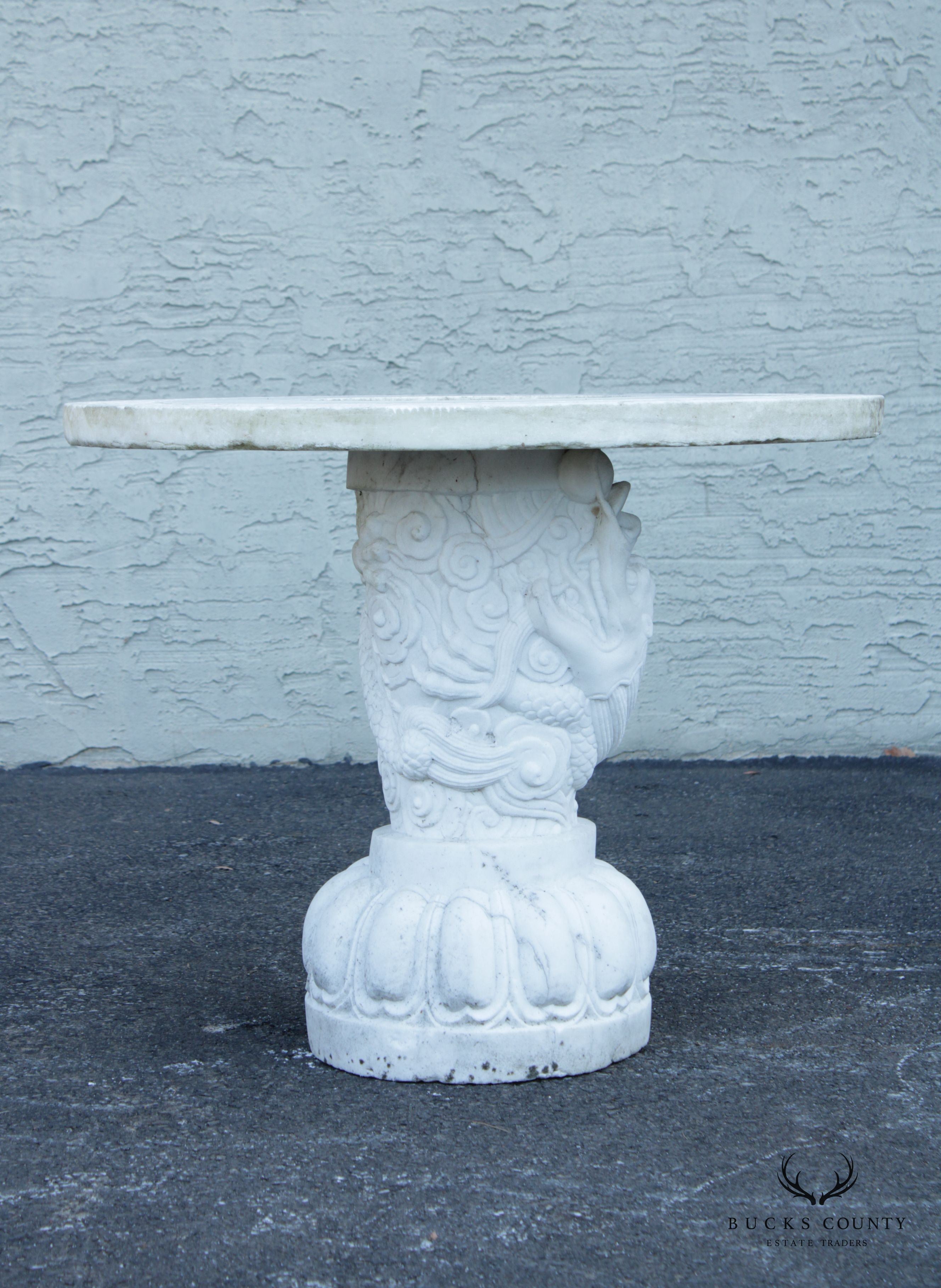 Chinese Carved Marble Garden Table and Stools Set