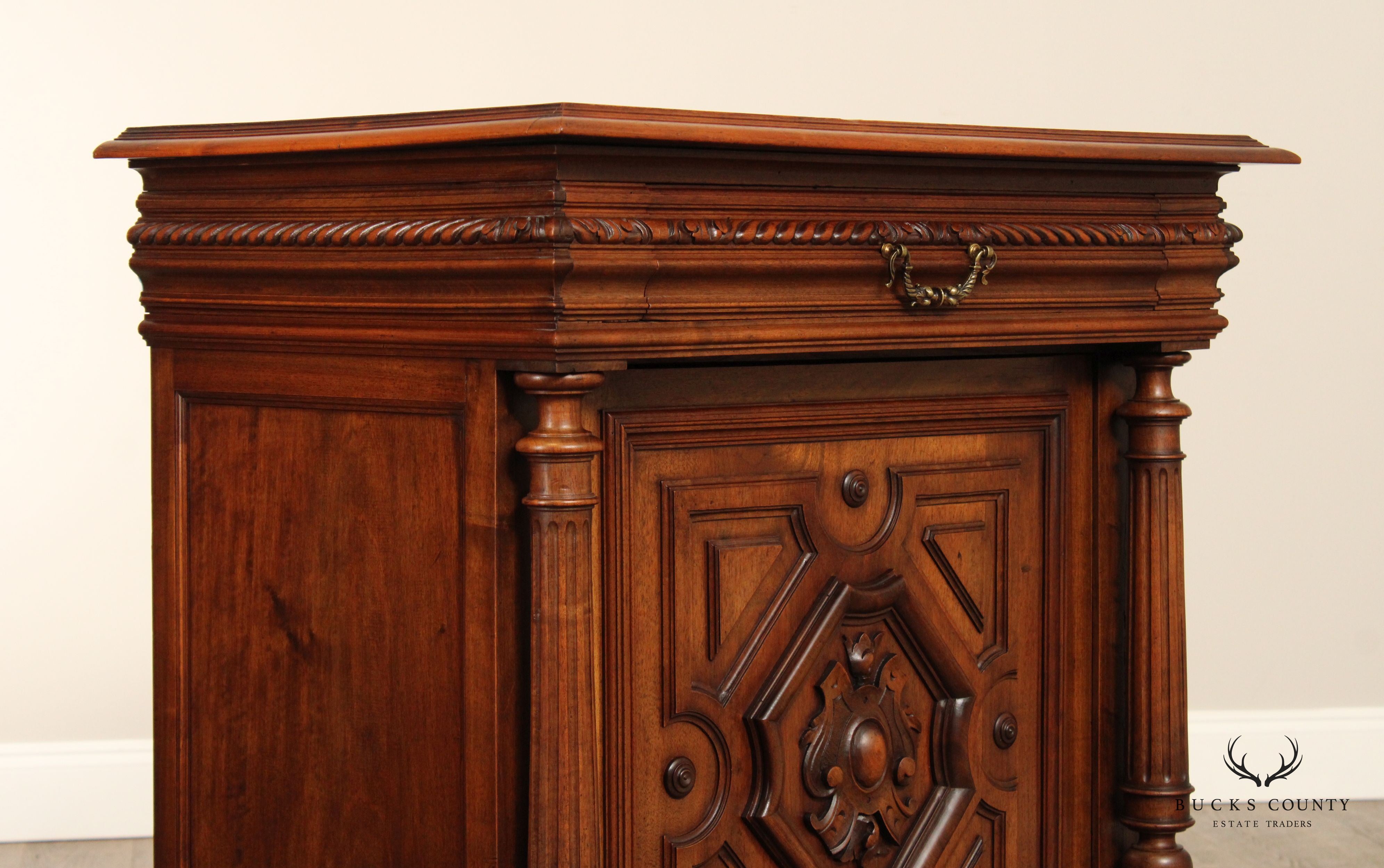 French Style Carved Walnut Confiturier Cabinet