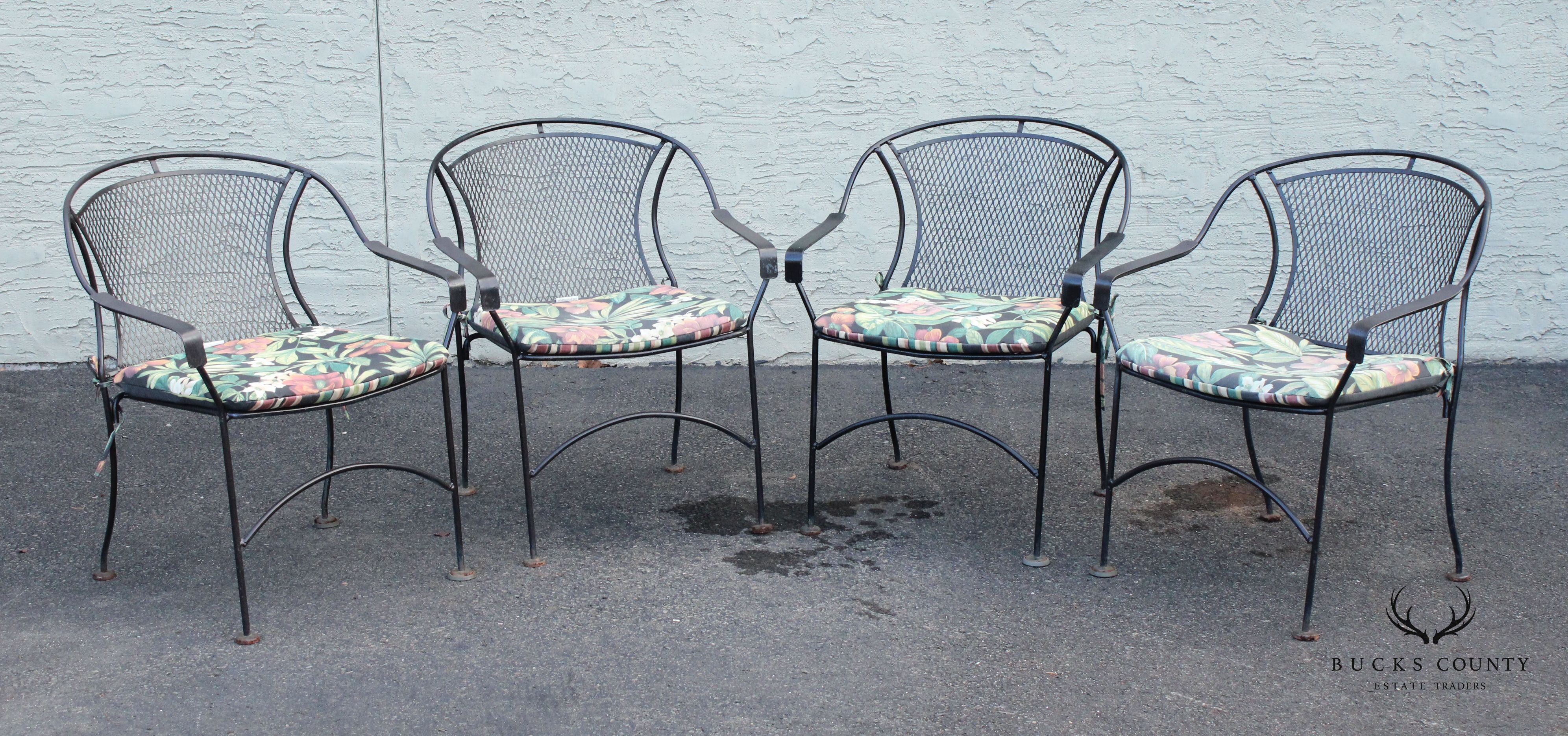 Vintage Set of Four Wrought Iron Patio Dining Chairs