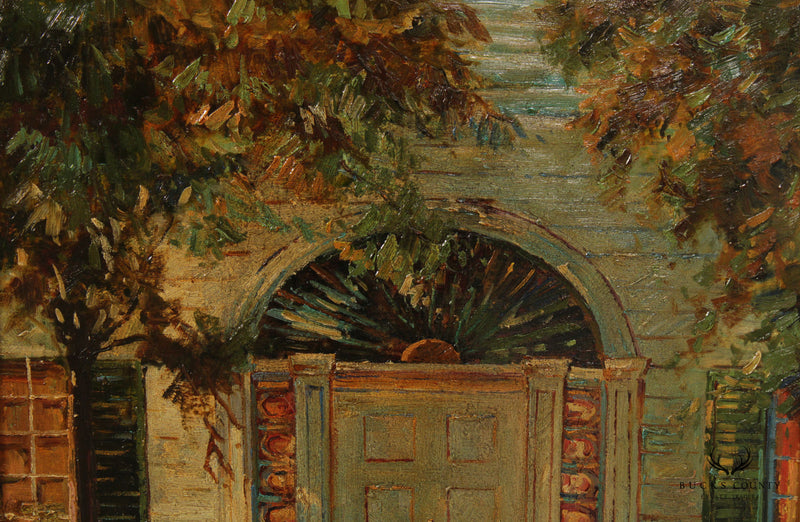 Alan Cote Cottage Floral Garden Original Oil Painting