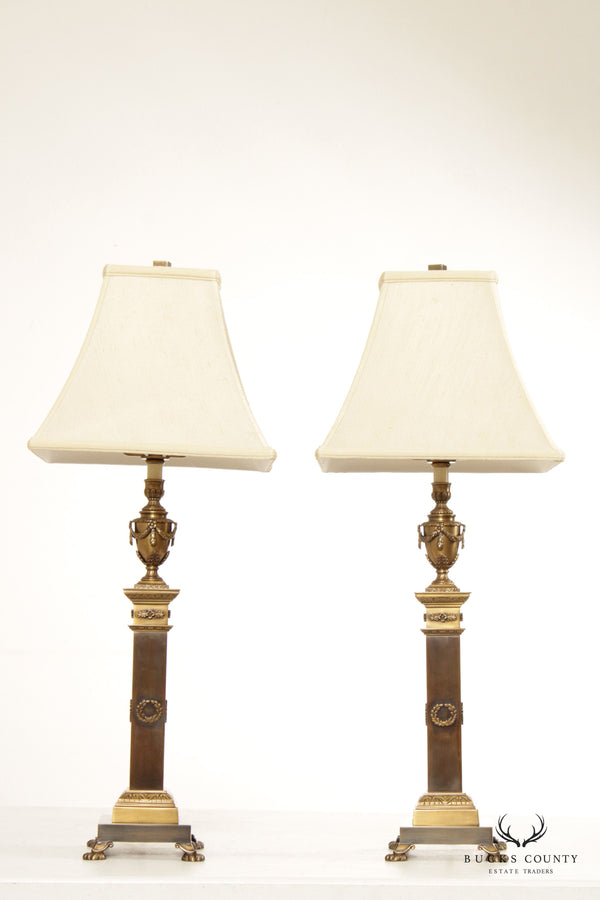 Decorative Crafts Neoclassical Style Pair Brass Table Lamps