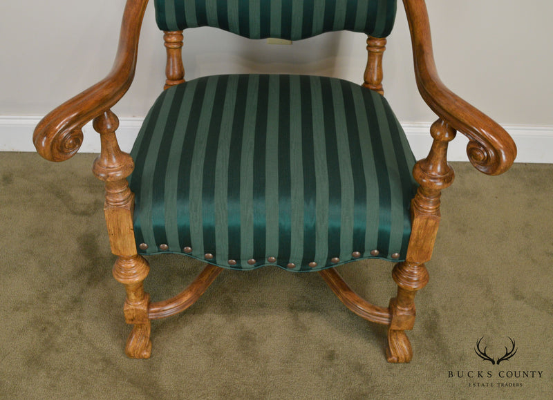 Spanish Baroque Style Custom Quality Pair of Throne Armchairs