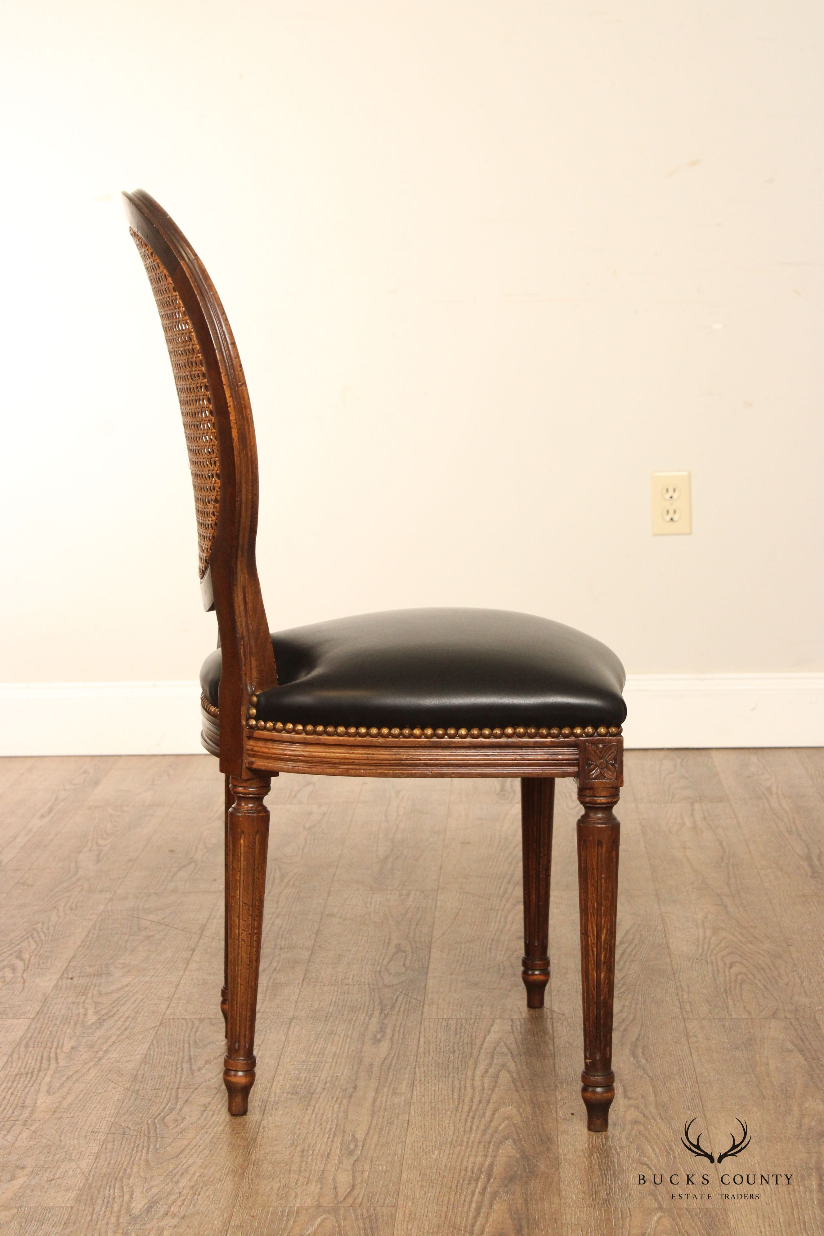 French Louis XVI Style Fruitwood Cane Side Chair