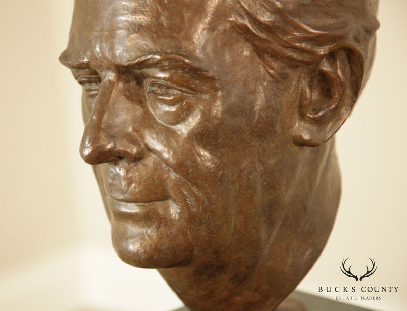 Lawrence Ludtke 1980s Bronze Male Bust Portrait