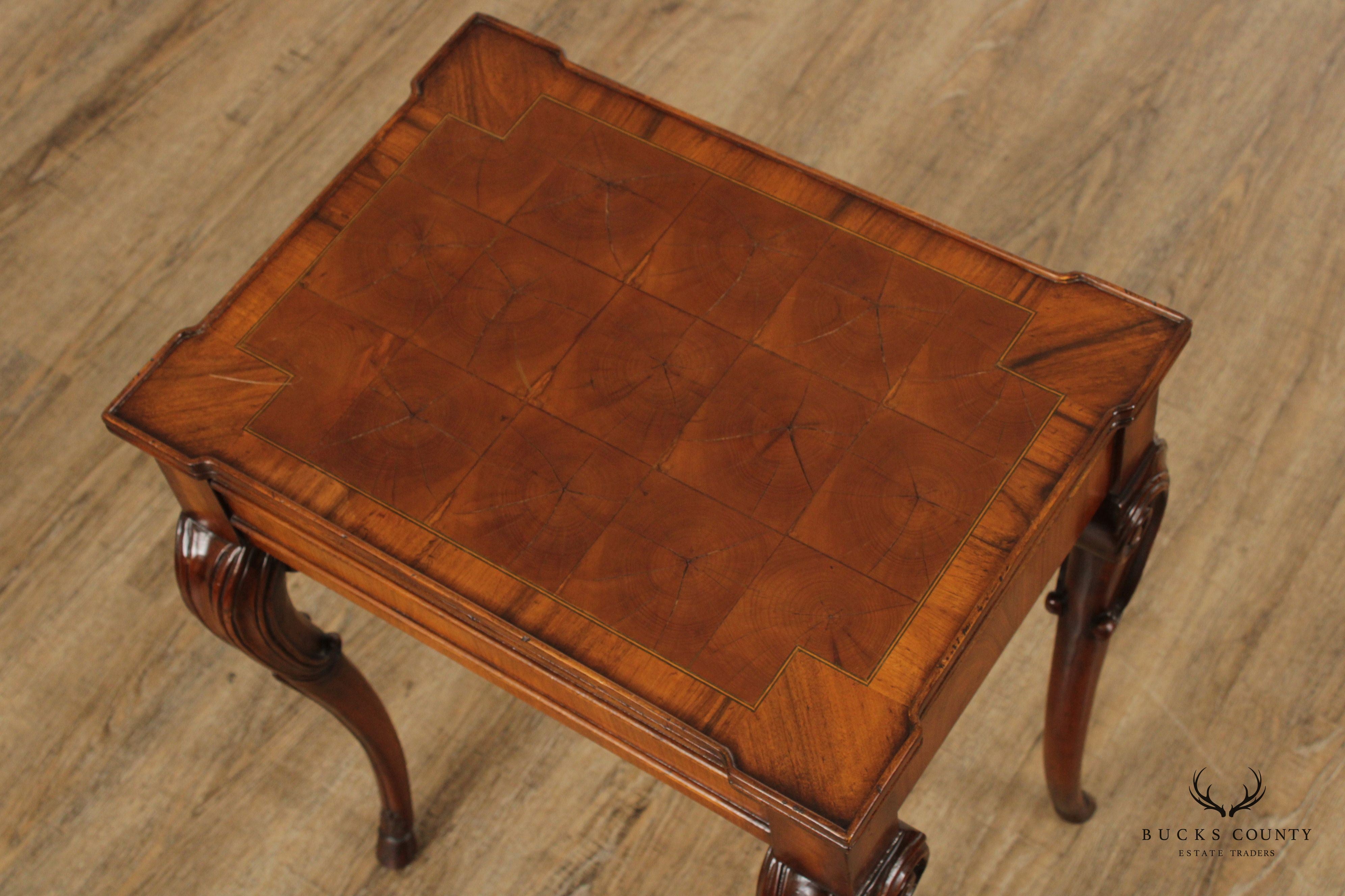 Italian Style Quality Carved Walnut Side Table