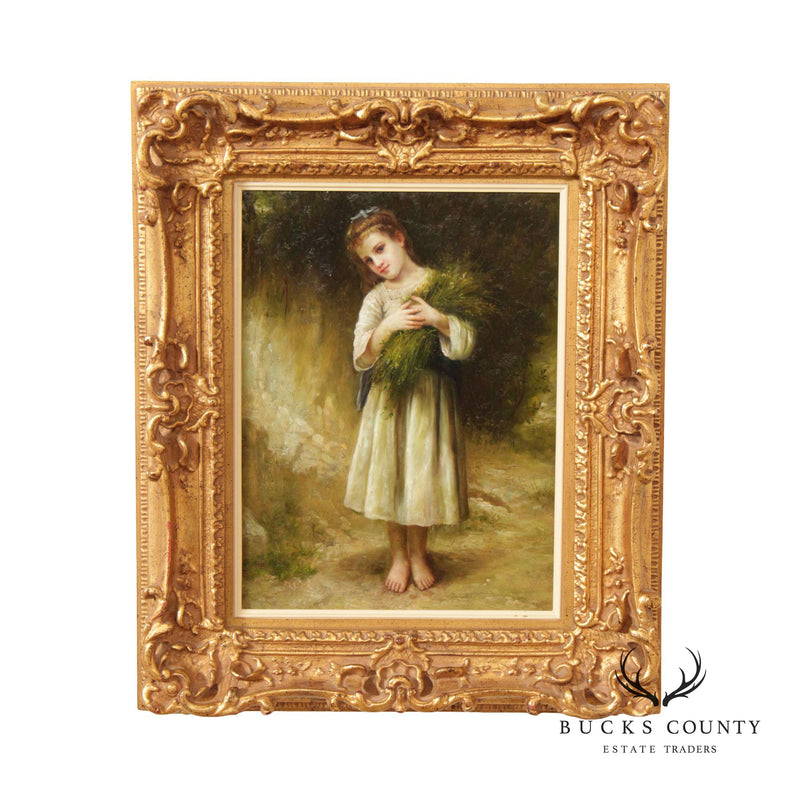 Portrait 'Retour des champs' Original Oil Painting, After William-Adolphe Bouguereau