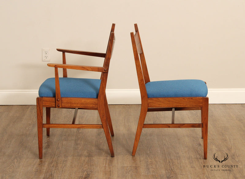 Lane Mid Century Modern Set of Five Walnlut 'Tuxedo' Dining Chairs