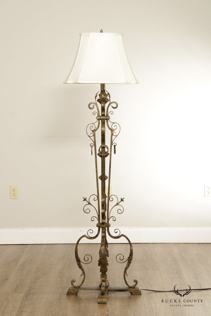 Victorian Style Scrolling Wrought Iron Floor Lamp