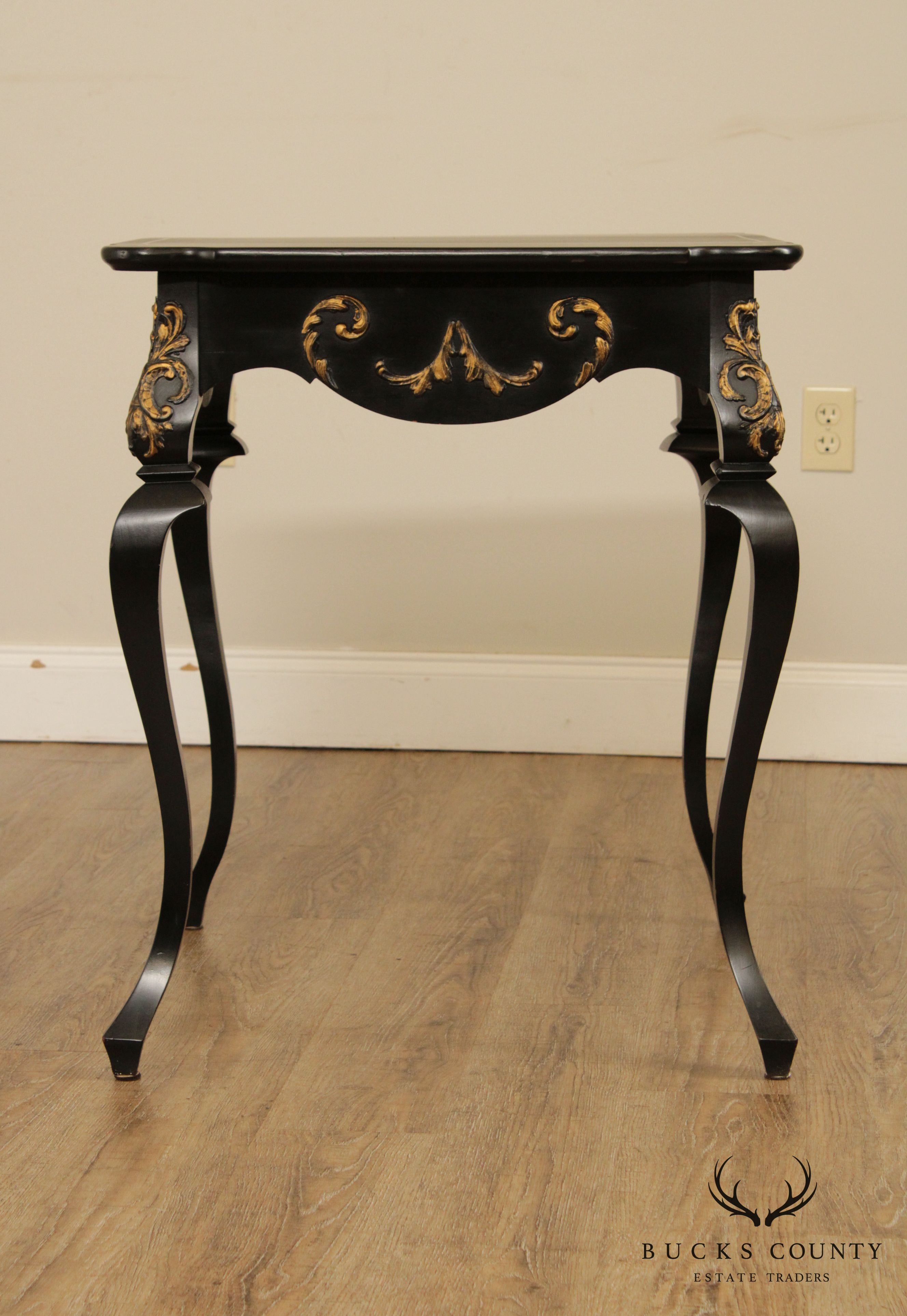 Vintage Italian Florentine Style Black and Gilt Side Table