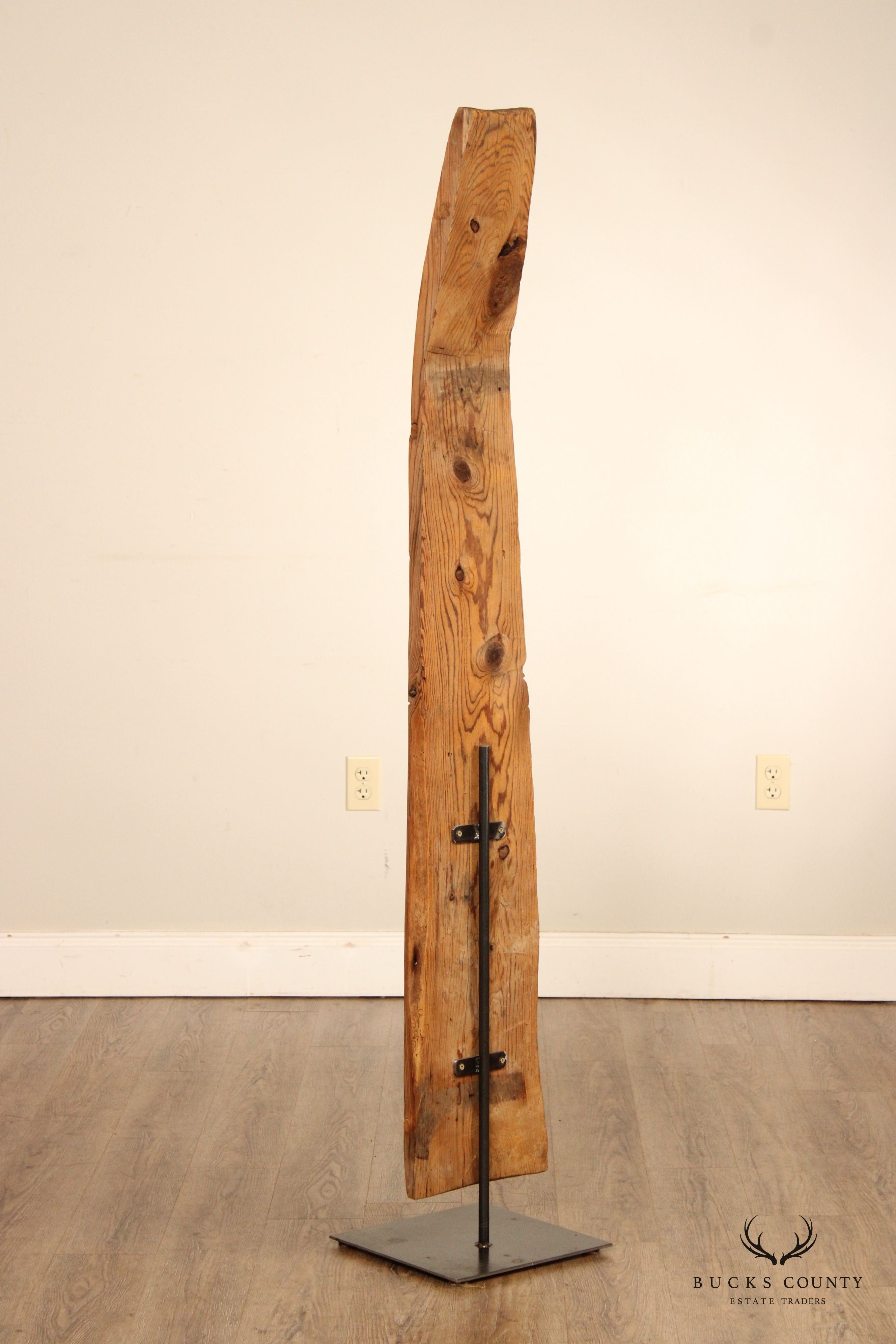 Vintage Abstract Reclaimed Natural Wood Tall Sculpture