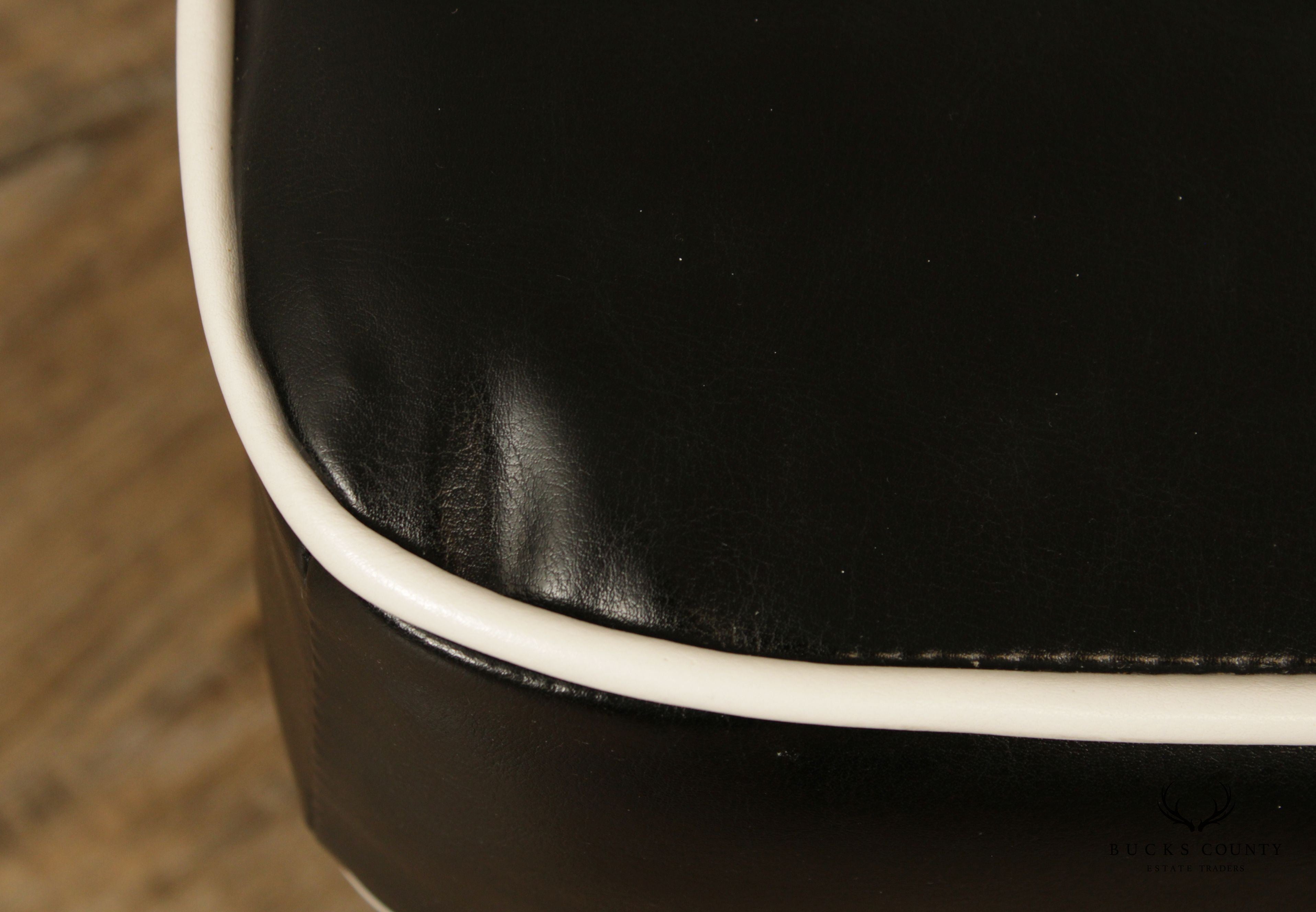 Vintage Modern Leather Upholstered Footstool