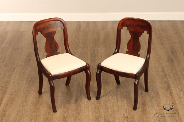 Antique American Empire Pair Mahogany Side Chairs
