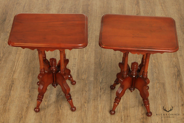 Antique Eastlake Victorian Pair of Carved Side Tables