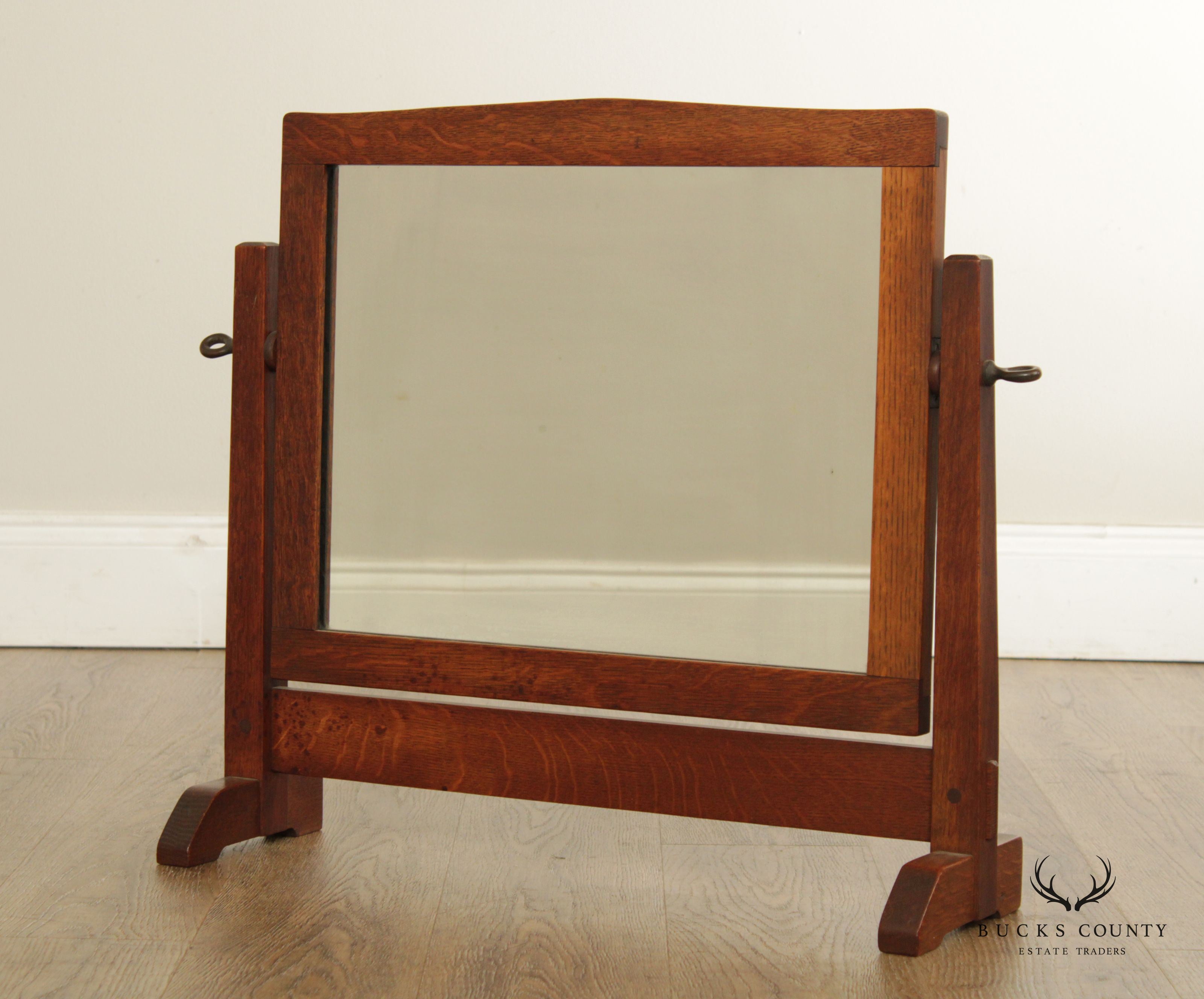 Gustav Stickley Antique Mission Oak Shaving Mirror