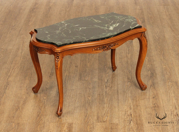 French Louis XV Style Vintage Carved Base Marble Top Coffee Table