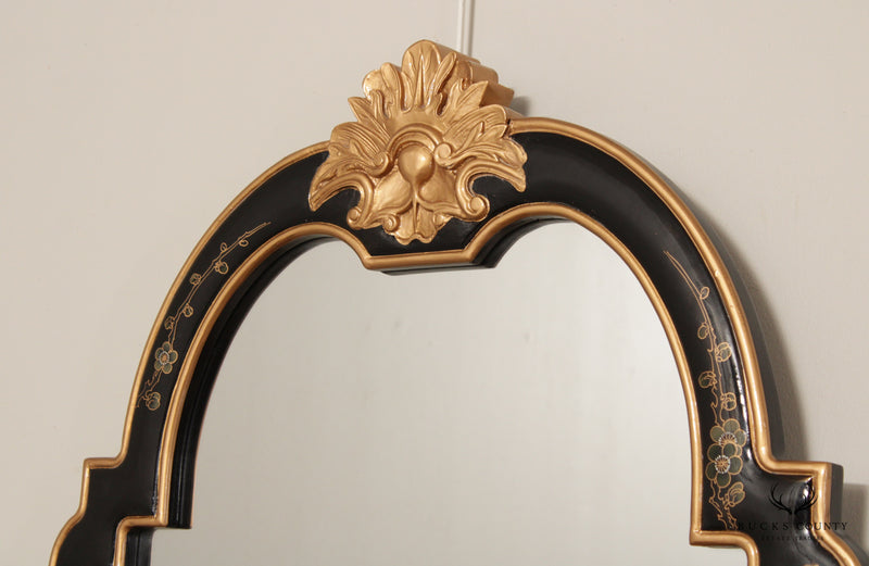 Hollywood Regency Chinoiserie Lacquered Wall Mirror