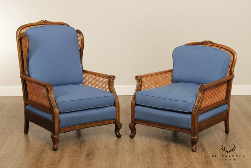 French Louis XV style antique pair His and Her lounge chairs