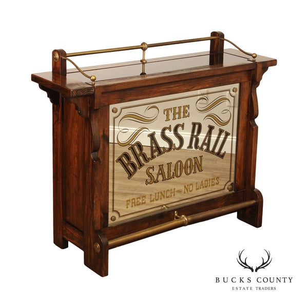 Vintage Pine 'The Brass Rail Saloon' Mirrored Oak Dry Bar