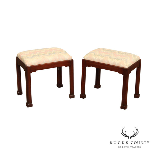 Link-Taylor Chippendale Style Pair of Mahogany Stools