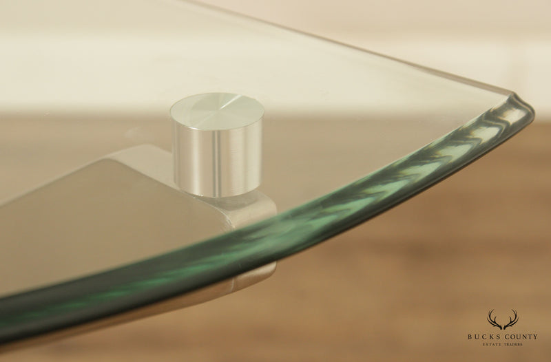 Modern Sculptural Glass Top Console Table