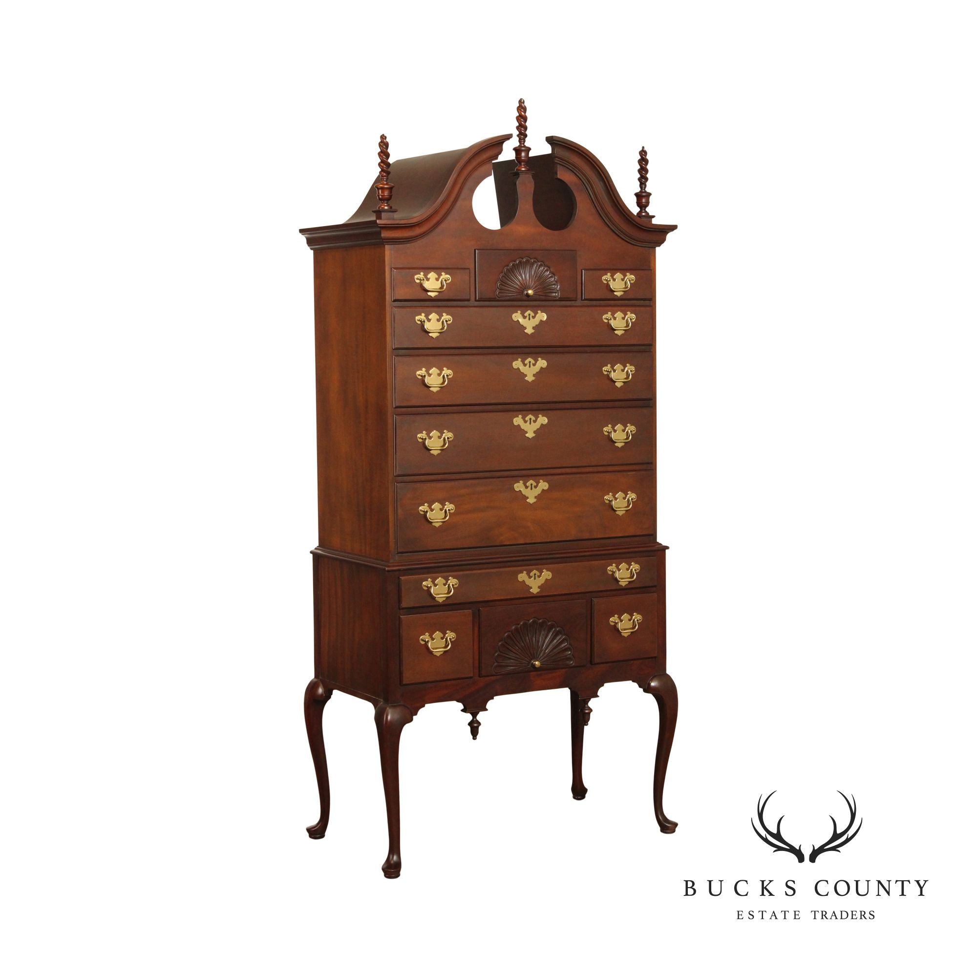 Councill Craftsmen Queen Anne Style Mahogany Highboy