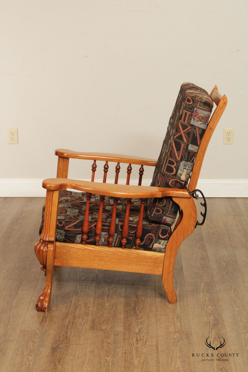 American victorian Carved Oak Morris Chair