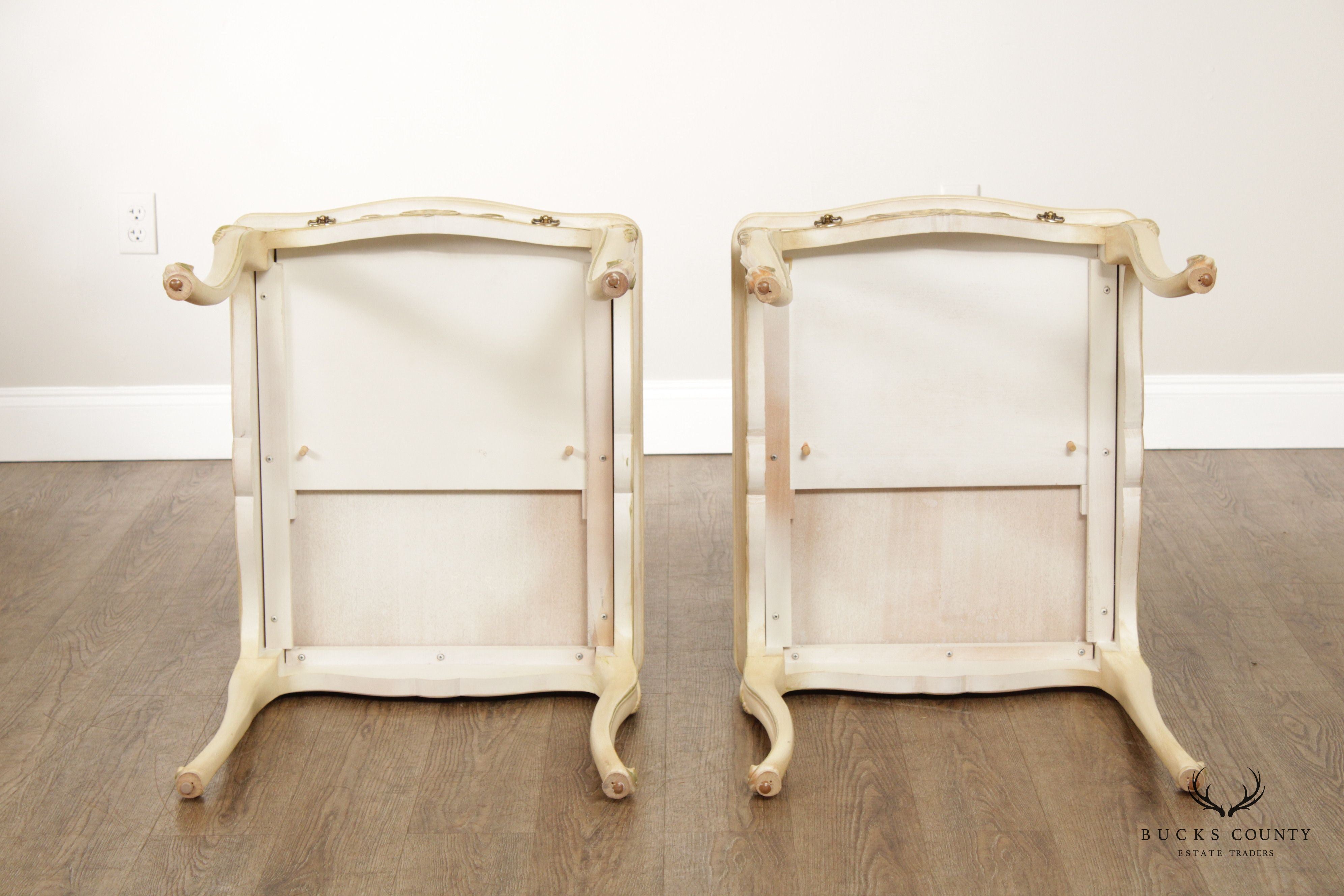 French Louis XV Style Vintage Painted End Tables