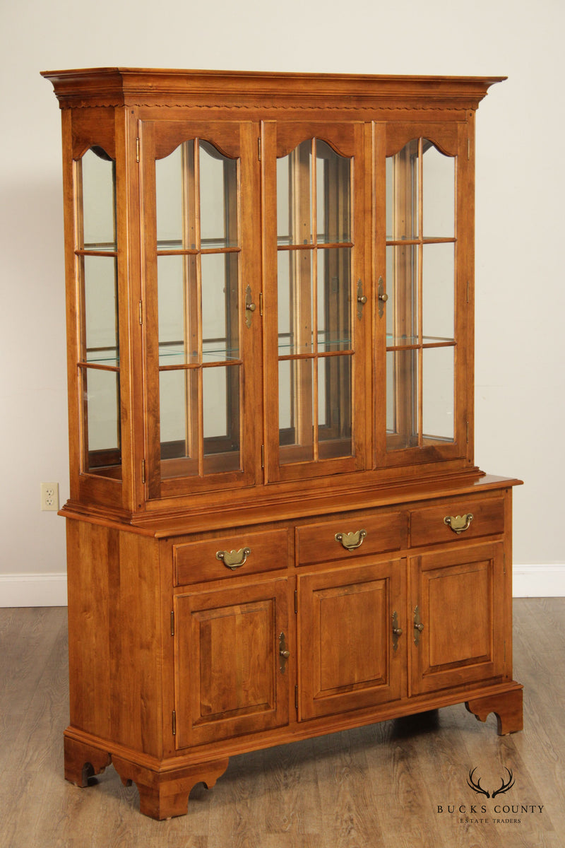 Ethan Allen 'Circa 1776' Two-Piece Maple China Display Cabinet