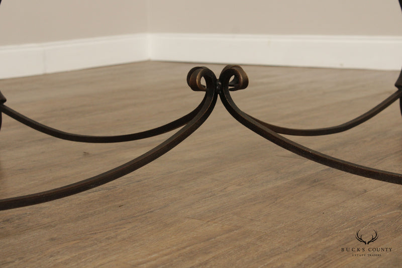Italian Style Wrought Iron and Glass Top Coffee Table