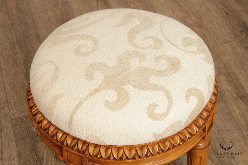 French Louis XVI Style Round Carved Stool