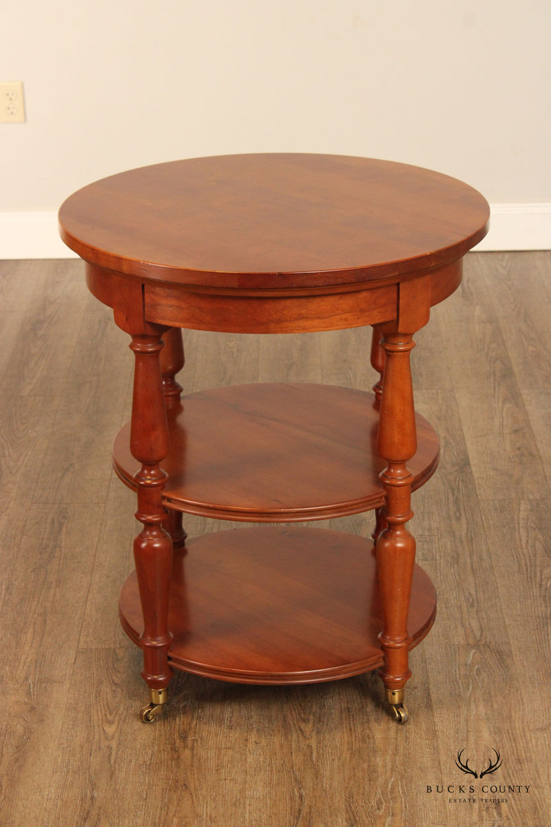 Harden Solid Cherry Round Three-Tier Side Table