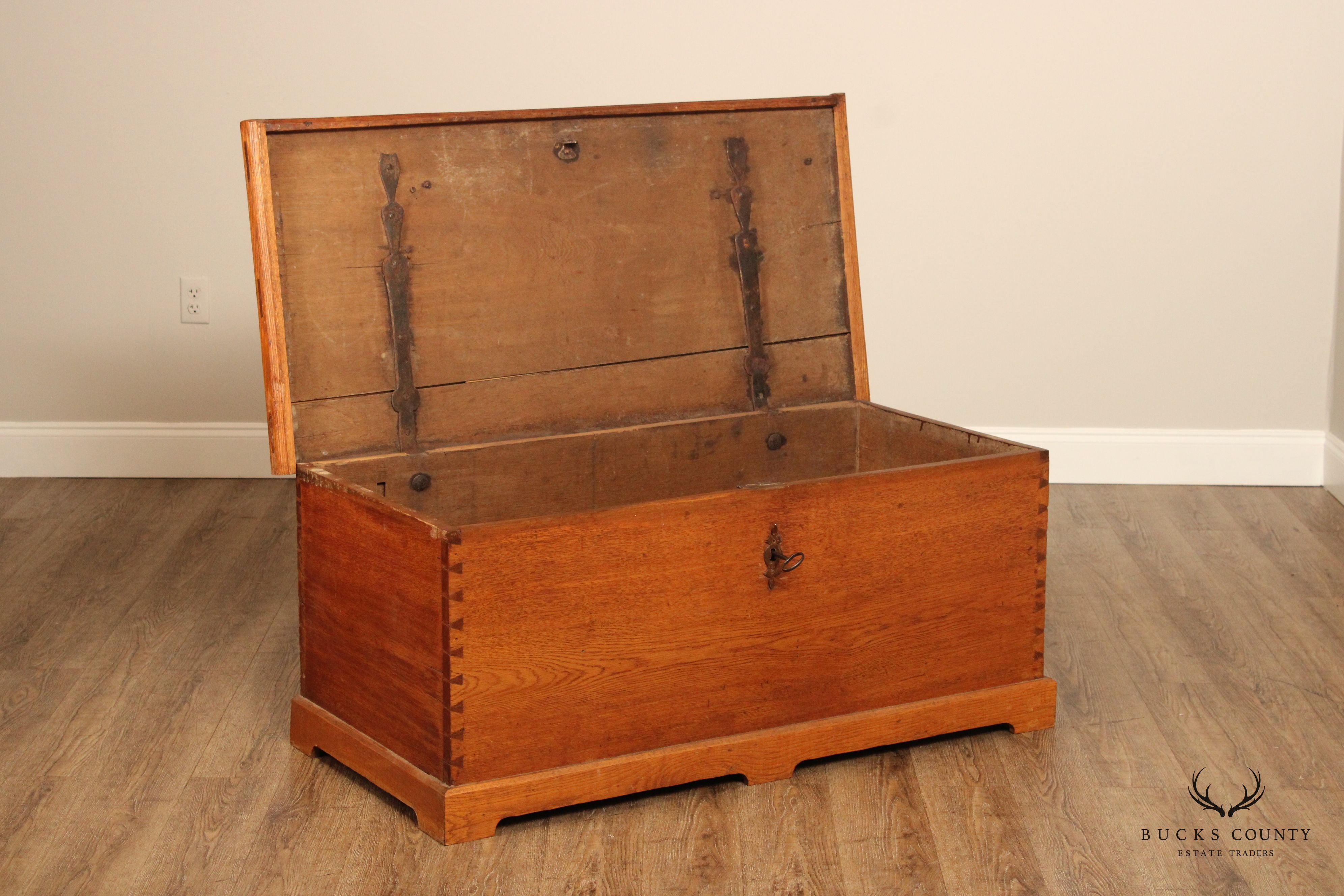 Antique Solid Oak Dovetailed Blanket Chest