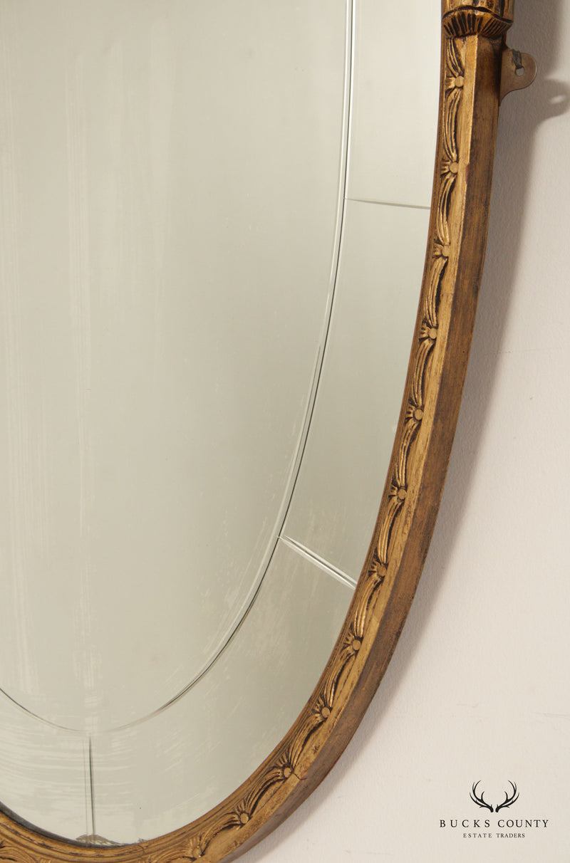 Adams Style 1920s Vintage Gilt Frame Shield Wall Mirror