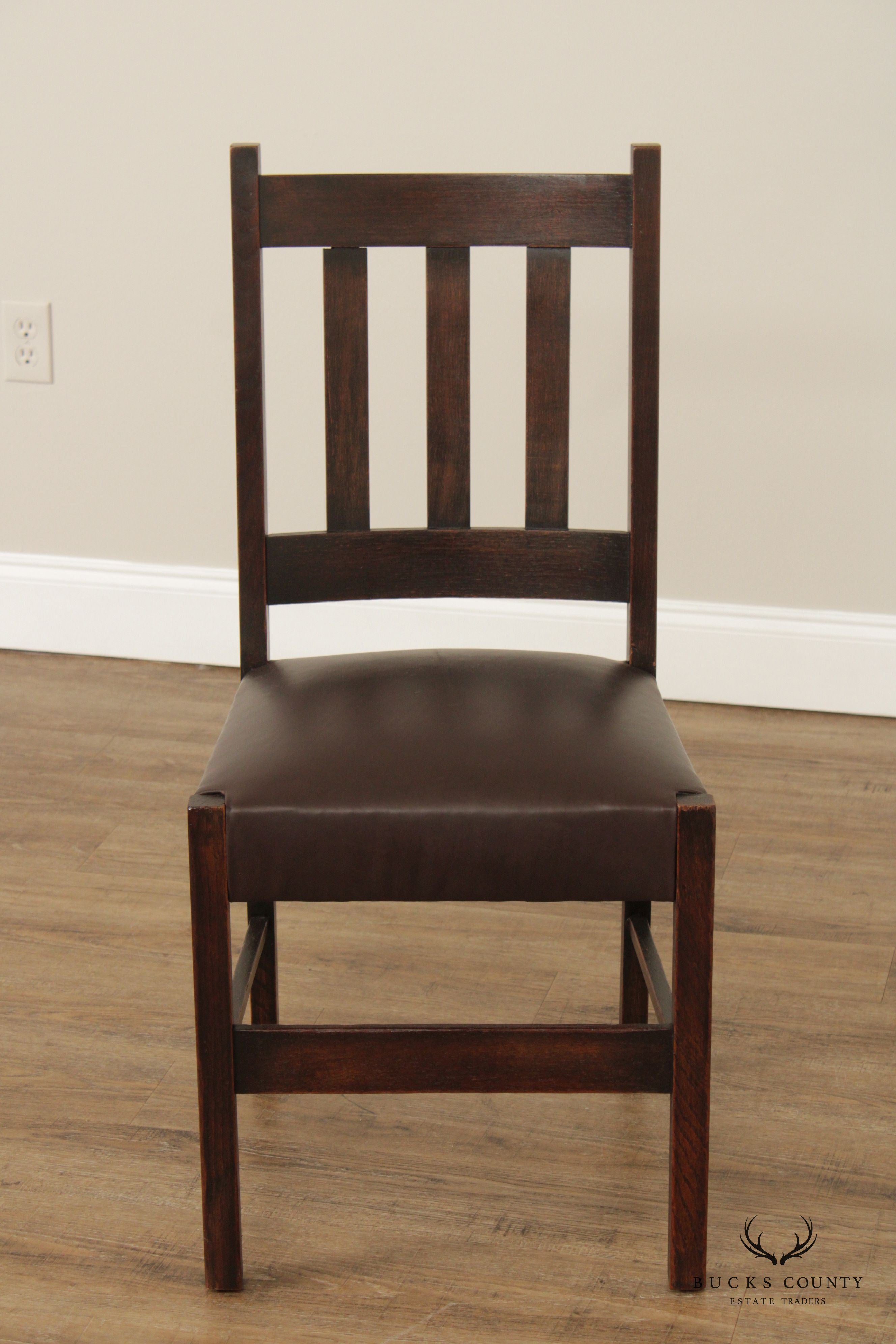 Antique Mission Oak Leather Side Chair