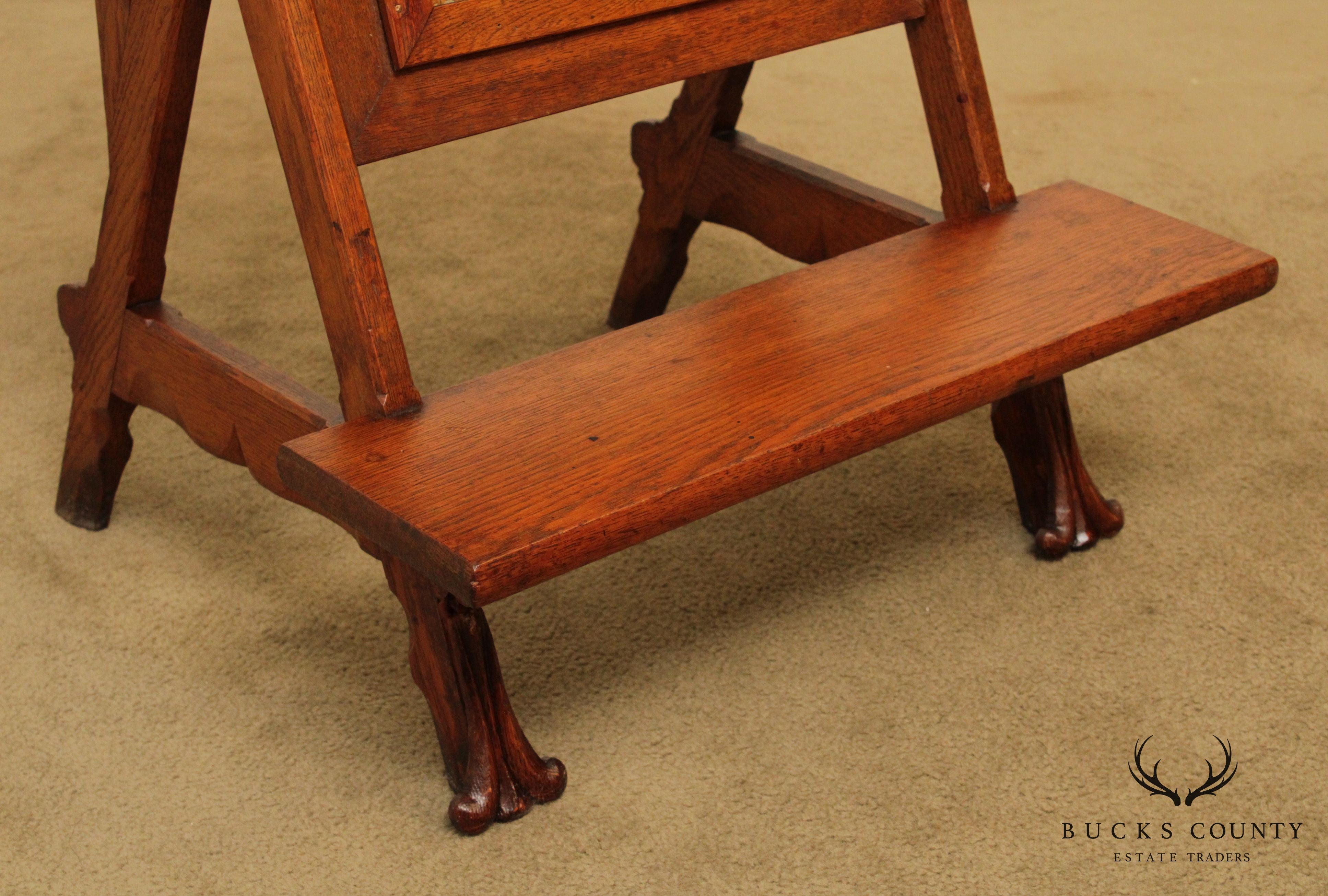 Antique 19th Century American Gothic Style Oak Kneeling Bench