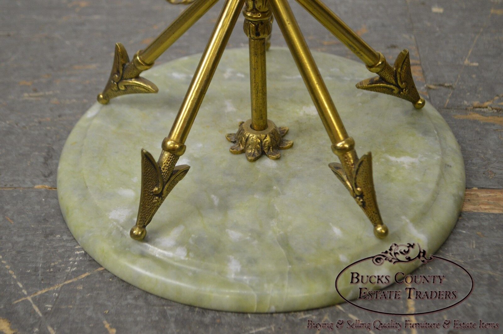 Regency Style Brass Crossed Arrows Crystal Composite Centerpiece w/ Marble Base