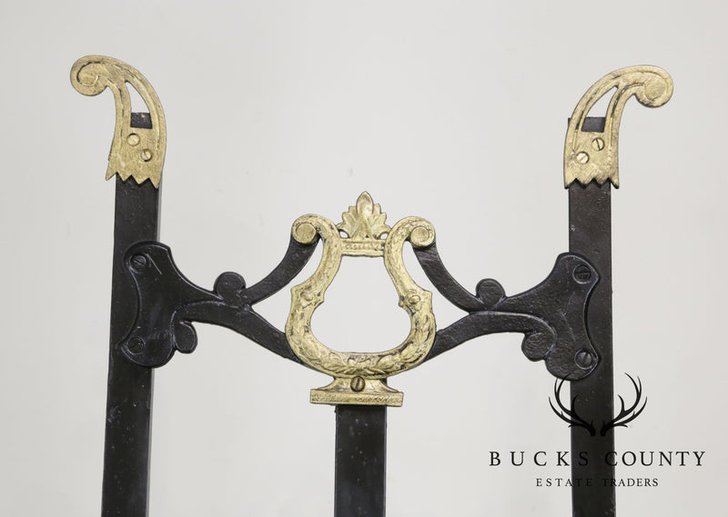 Antique Napoleonic Influenced French Empire Ebonized Black & Gold Easel