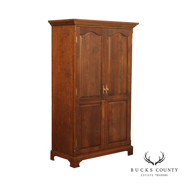 Traditional Custom Crafted Carved Cherry Wardrobe Armoire