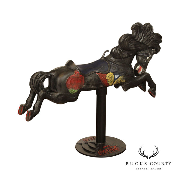 Coca Cola Enamel Painted Carousel Horse on Stand