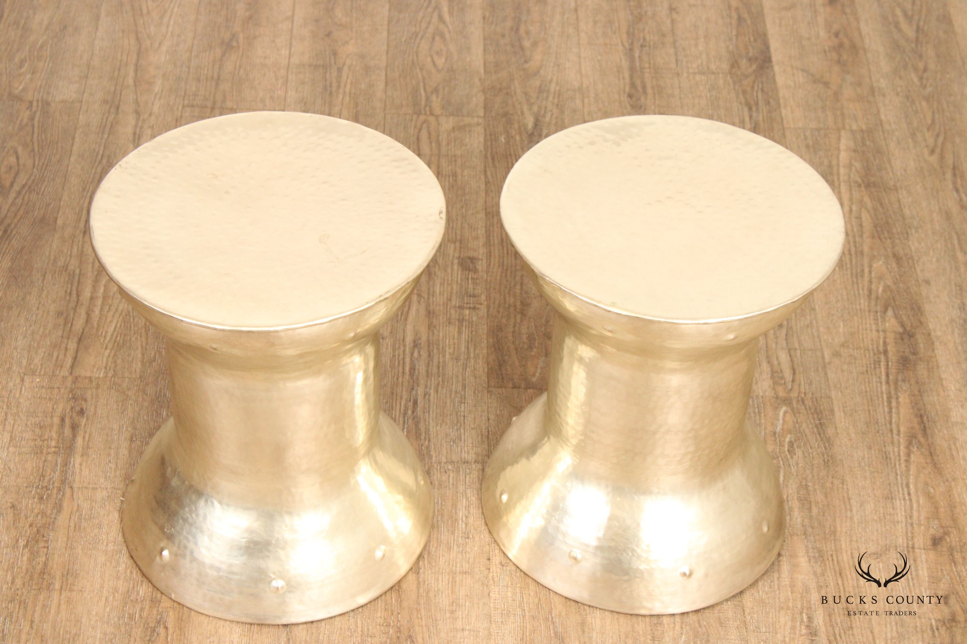 Post Modern Pair of Aluminum Hollow-Core Stools or End Tables