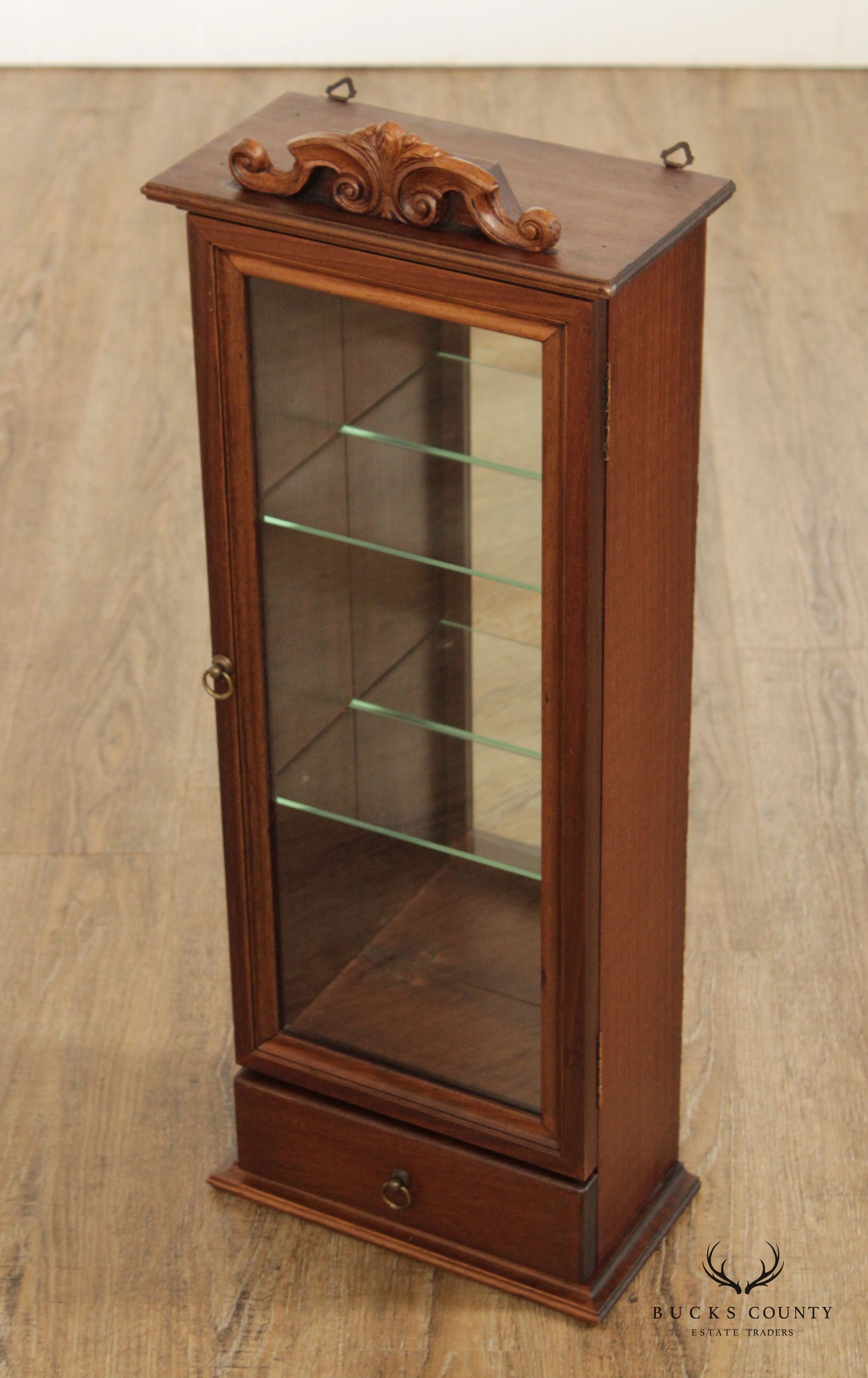 Horchow Italian Mahogany Wall-Hanging Curio Cabinet