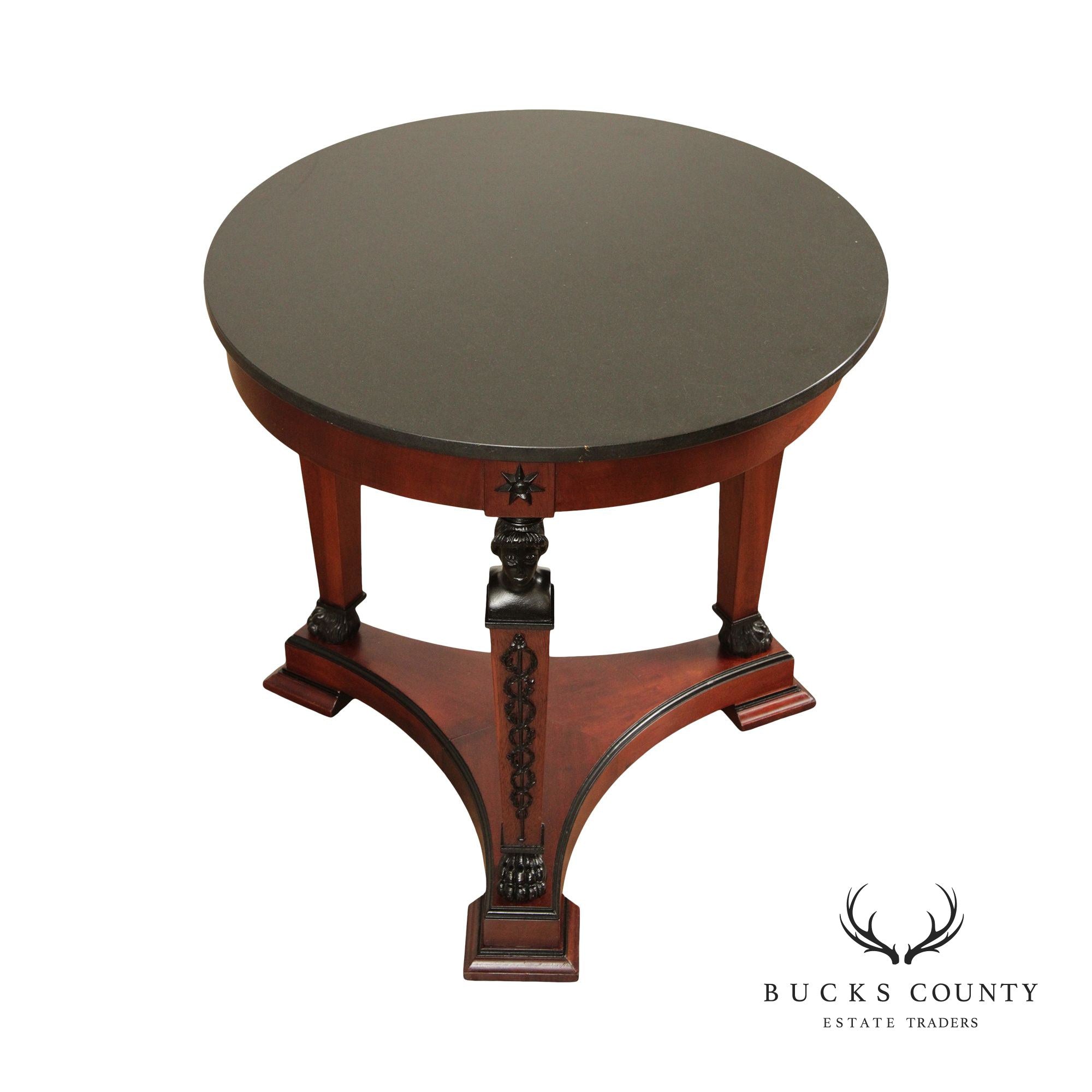 French Empire Style Round Granite Top Table