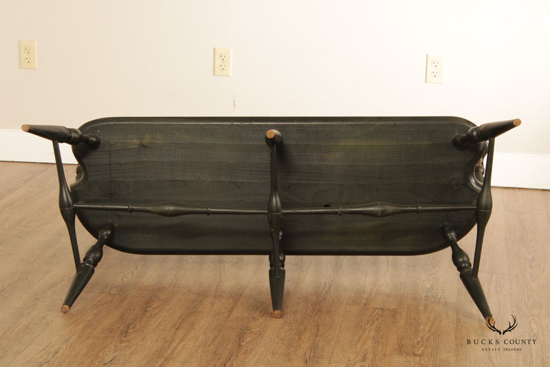 Custom Crafted Windsor Style Black Painted Bench or Settee