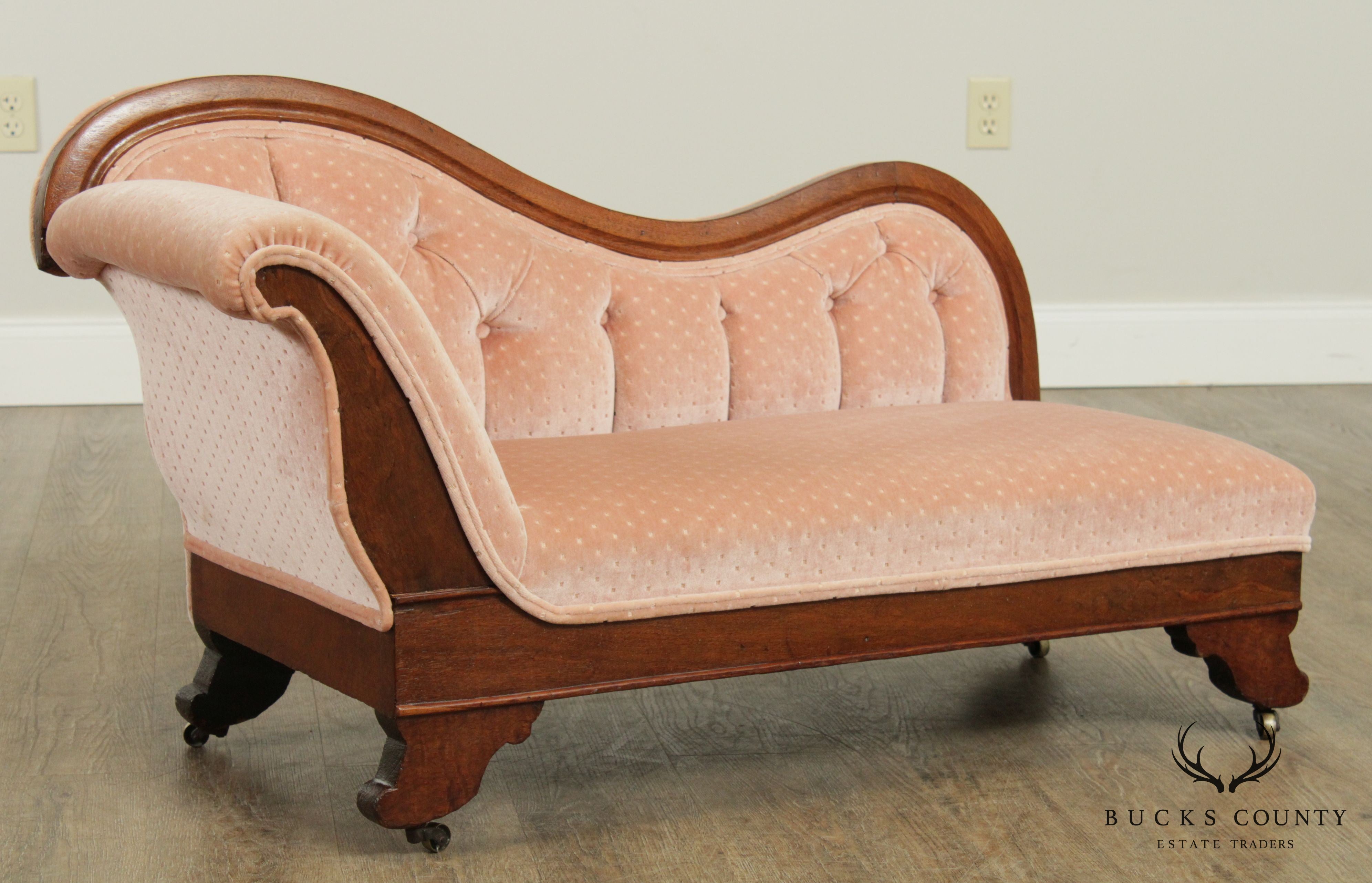 Antique 19th Century Victorian Walnut Childs Chaise Lounge