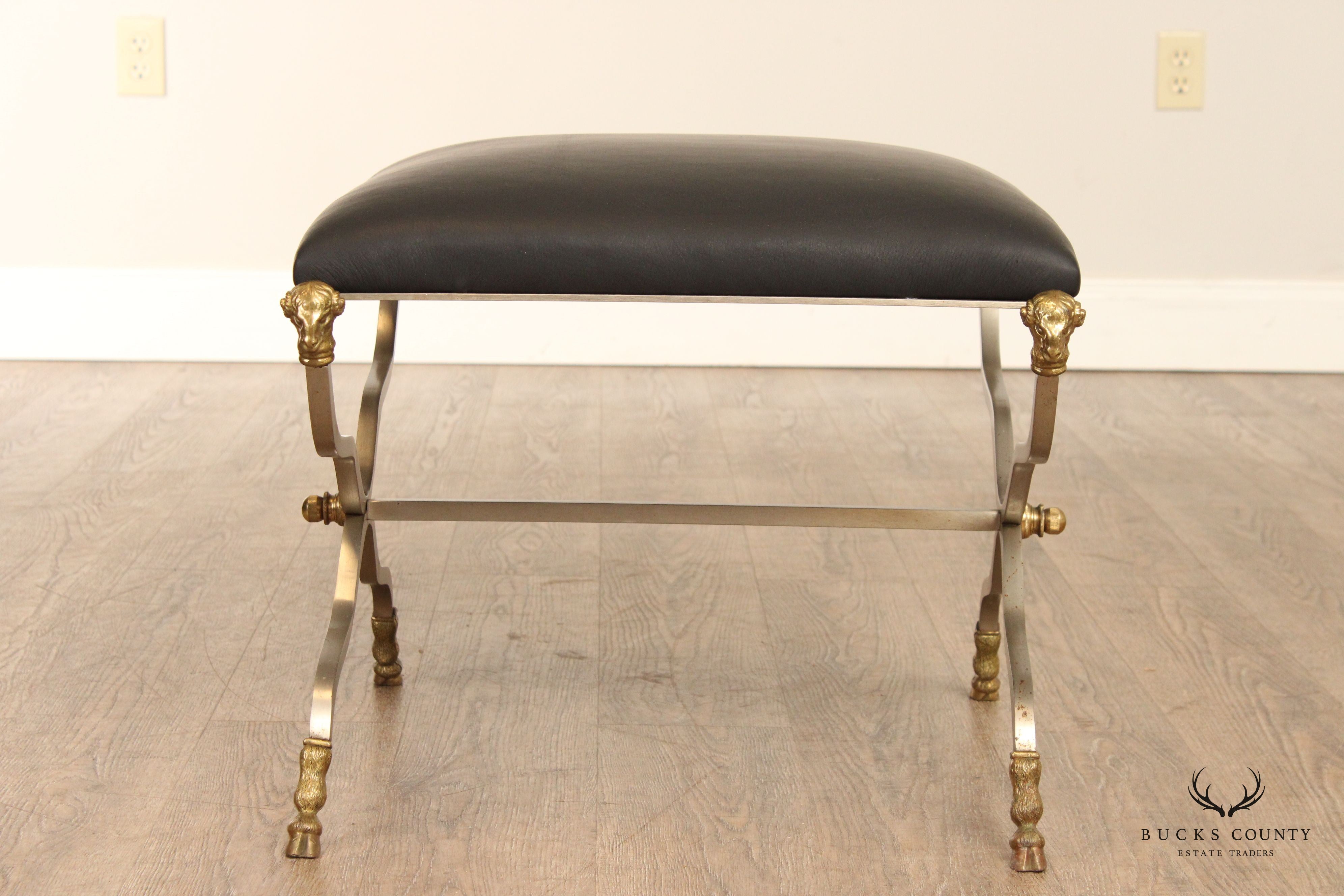 Maison Jansen Attributed Directoire Style Pair of Ram's Head Stools