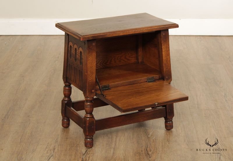 Jacobean Revival Style Carved Oak Side Table or Joint Stool
