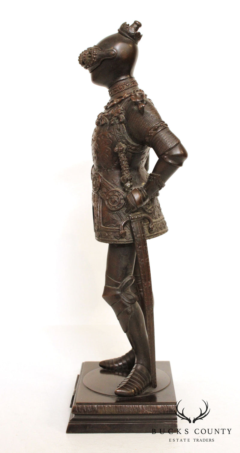 F. R. Unterberger Arthur Konig V. England (King Arthur) Antique Bronze Statue